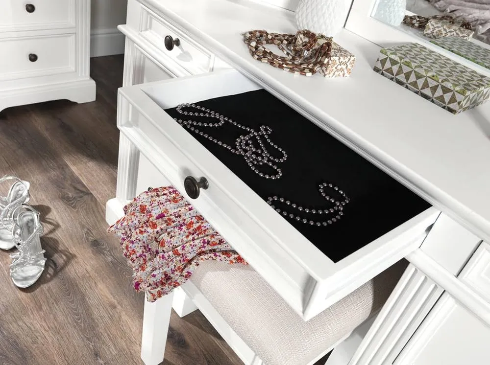 Statement Furniture Gainsborough White Dressing Table Set (Table, Top Drawers, Mirror) 3