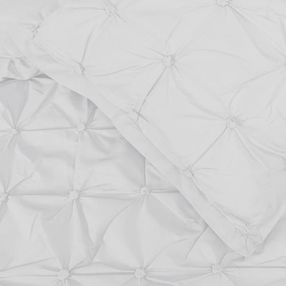 Smart Living Luxury Super Soft Stylish Rouched Pleat Duvet Cover with Pillowcases in White 5
