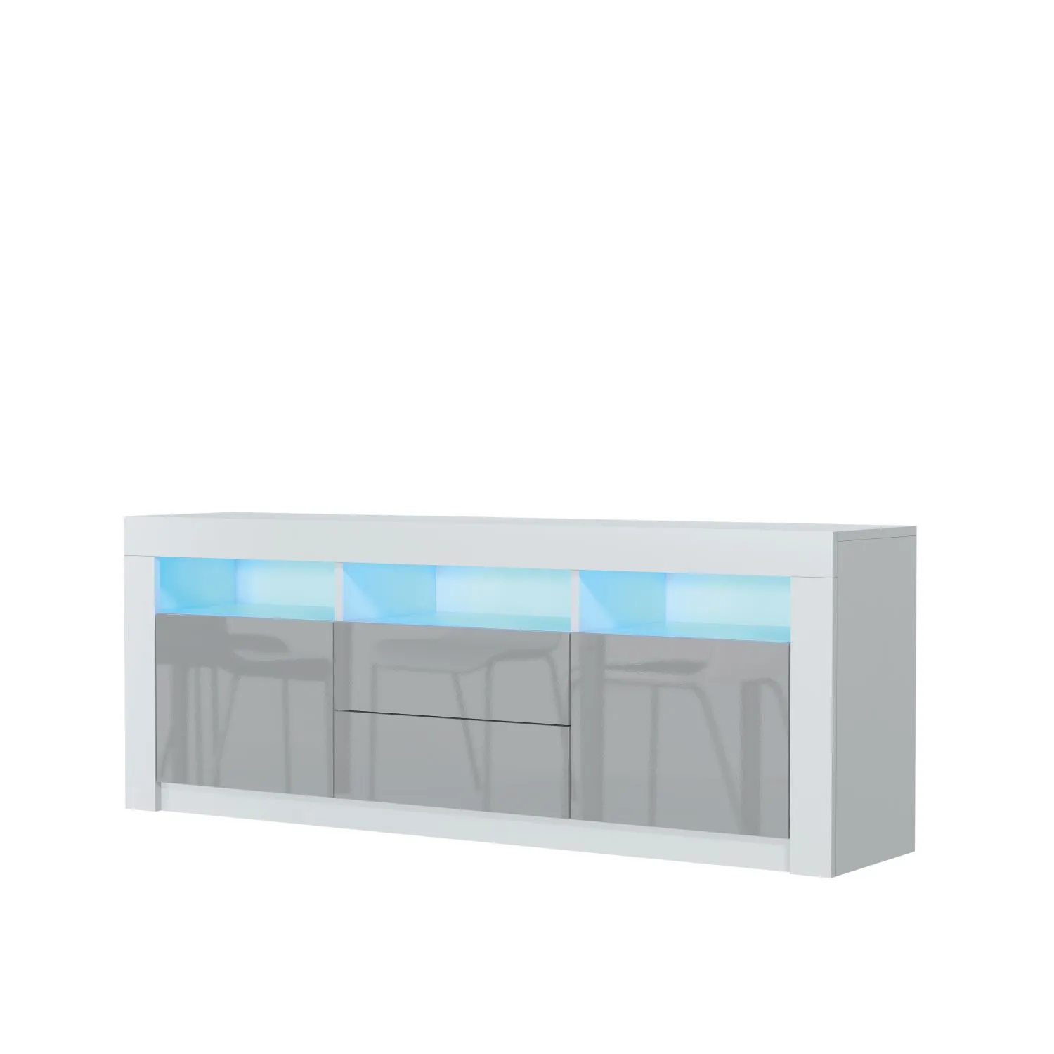 Creative Furniture Shine TV Unit 160cm - A Bright & Stylish Cabinet with Gloss Doors & LED Lights in Grey 3