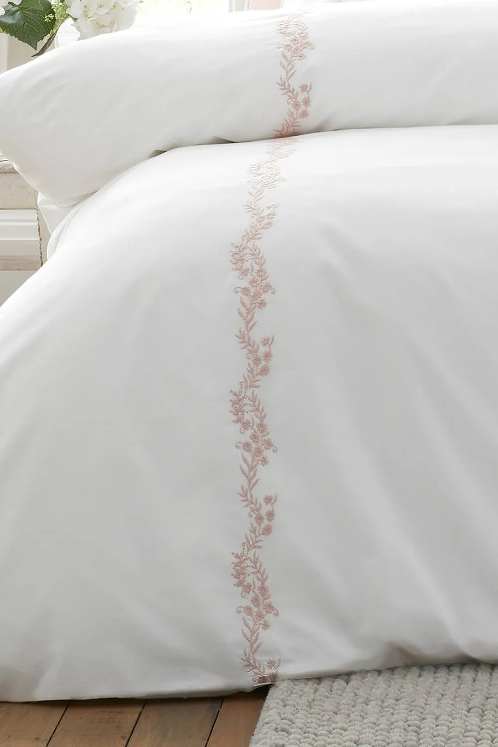 Bianca 'Camille Embroidered Floral' 200 Thread Count Cotton Duvet Cover Set in Pink 4