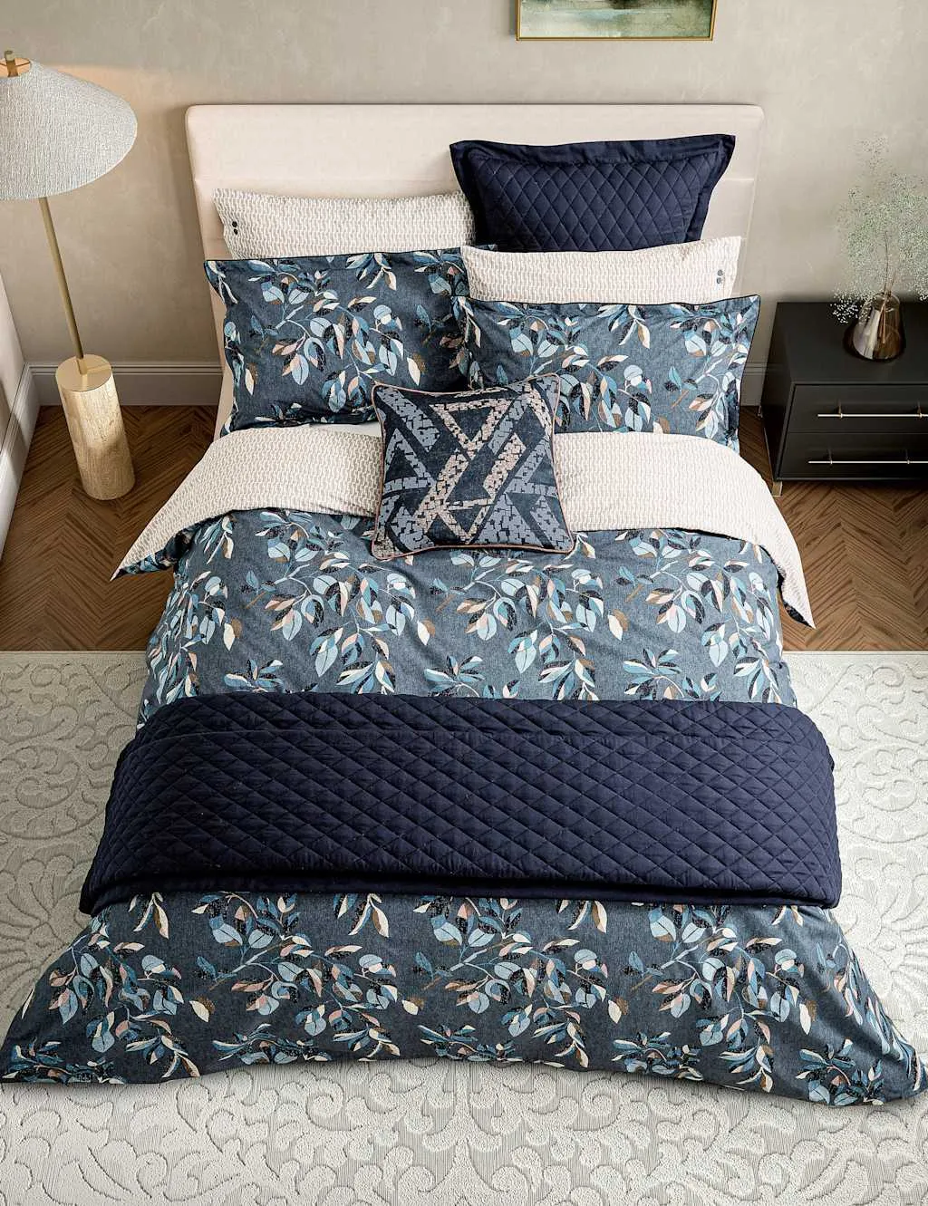 Bedeck of Belfast Pure Cotton Bedding Set Denim Mix