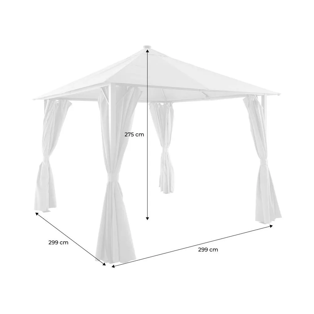 sweeek Aluminum gazebo 3x3m with wood effect, curtains, & LED in Beige 4