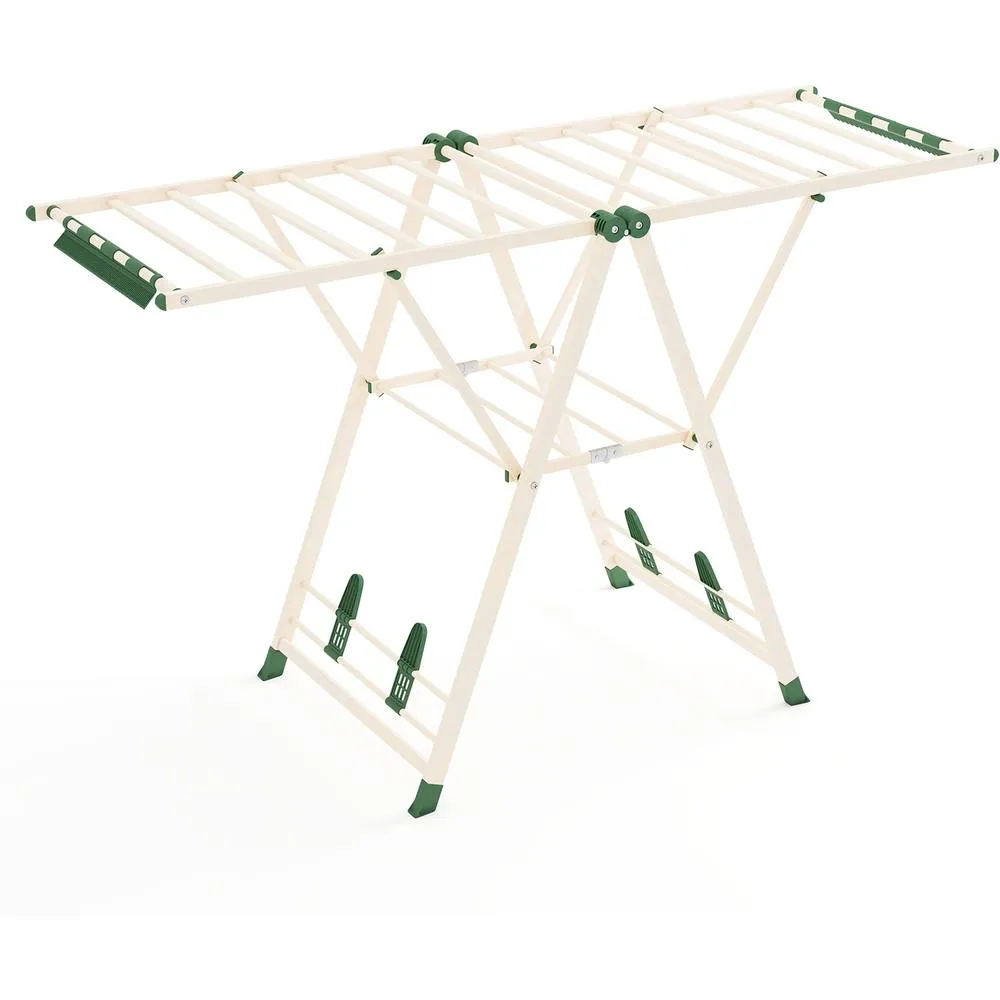 Costway Foldable Metal Laundry Drying Rack Clothes Drying Rack-Beige in Beige 3