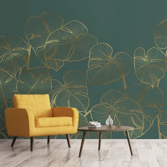 Leaves Mural Emerald Wall Mural 2