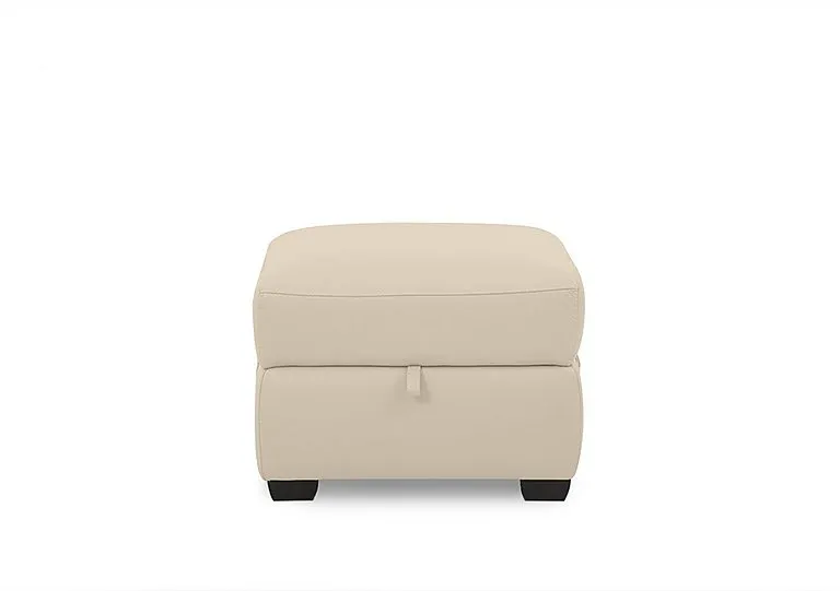 Chill Leather Storage Footstool - BV Bisque