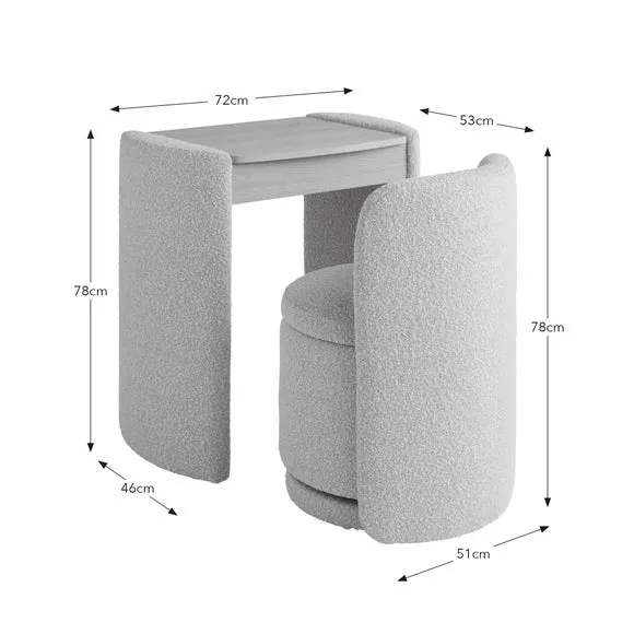 Frankie Compact Dressing Table Set with Mirror and Stool 5