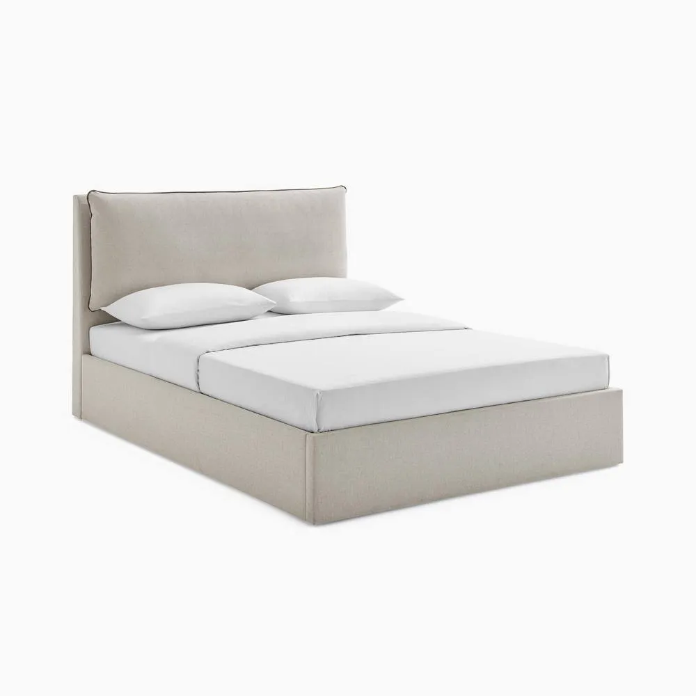 FurnitureboxUK Tilly Beige & Brown Herringbone Fabric Ottoman Bed Frame 3