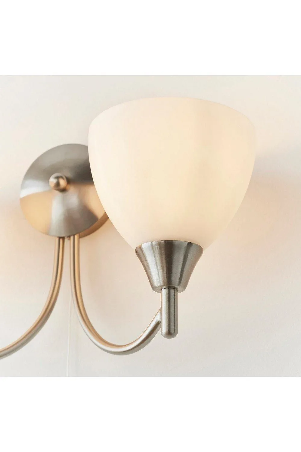Netlighting Alton 2 Light Indoor Wall Light Satin Chrome with Matt Opal Glass E14 in Grey 6