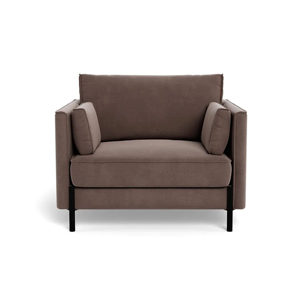 Heal's Tortona Armchair Smart Velvet Mouse Black Feet