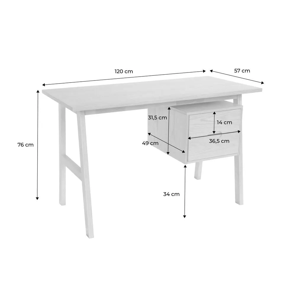 sweeek Desk with 2 drawers hevea wood & oak veneer in Dark Brown 5