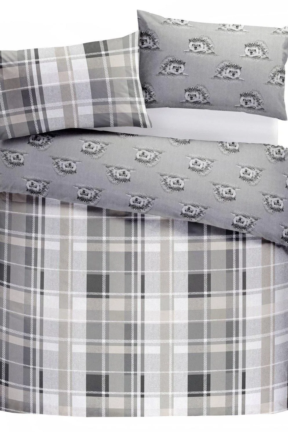 Dreams & Drapes 'Colville Check' 100% Brushed Cotton Duvet Cover Set in Grey 6