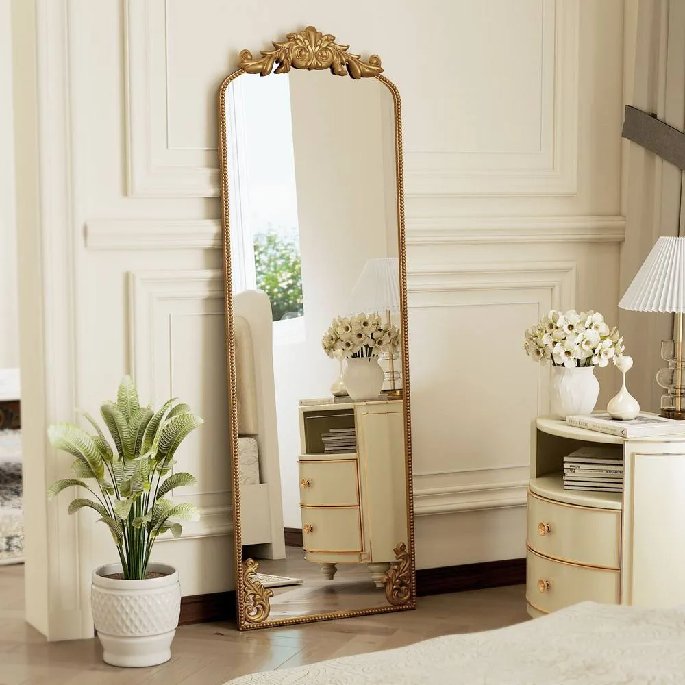 HOMCOM 50 x 160 cm Full Length Mirror with Metal Frame, Gold Tone
