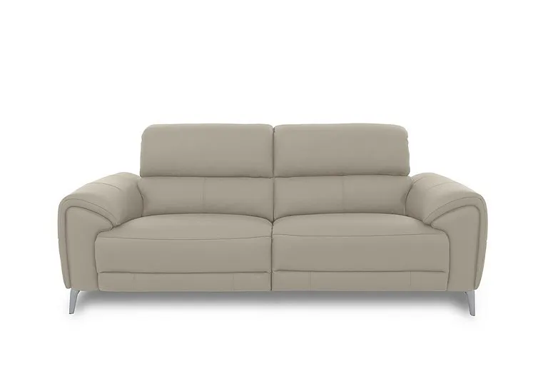 Vino Leather 3 Seater Power Recliner Sofa with Power Headrests and Heated Seats - Oyster