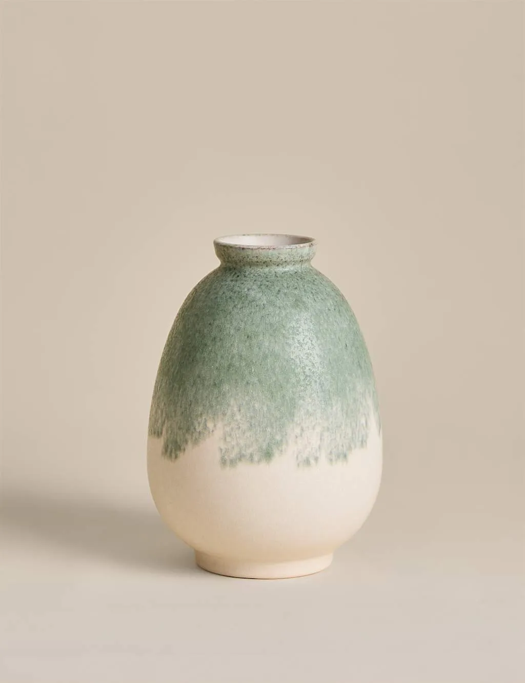 M&S Medium Rounded Ceramic Vase Green