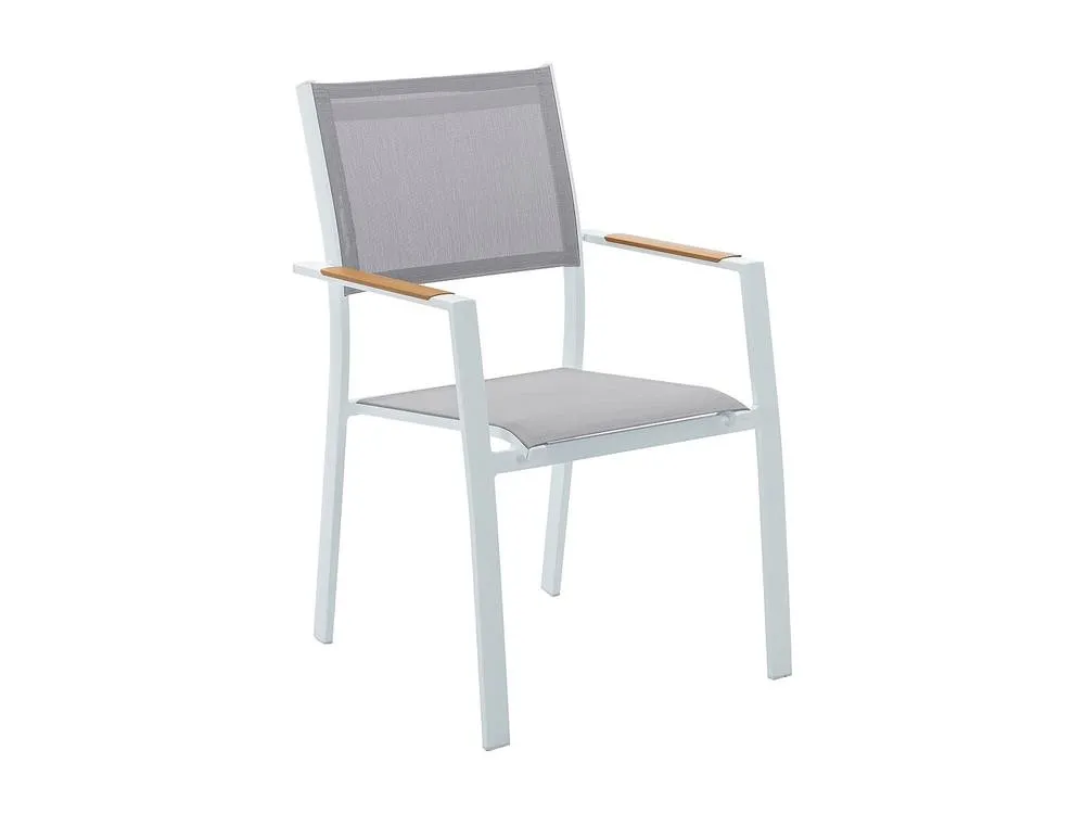 Vente-unique Aluminium Garden Dining Set: A Square Table W.22 Cm & 4 Stackable in White 4