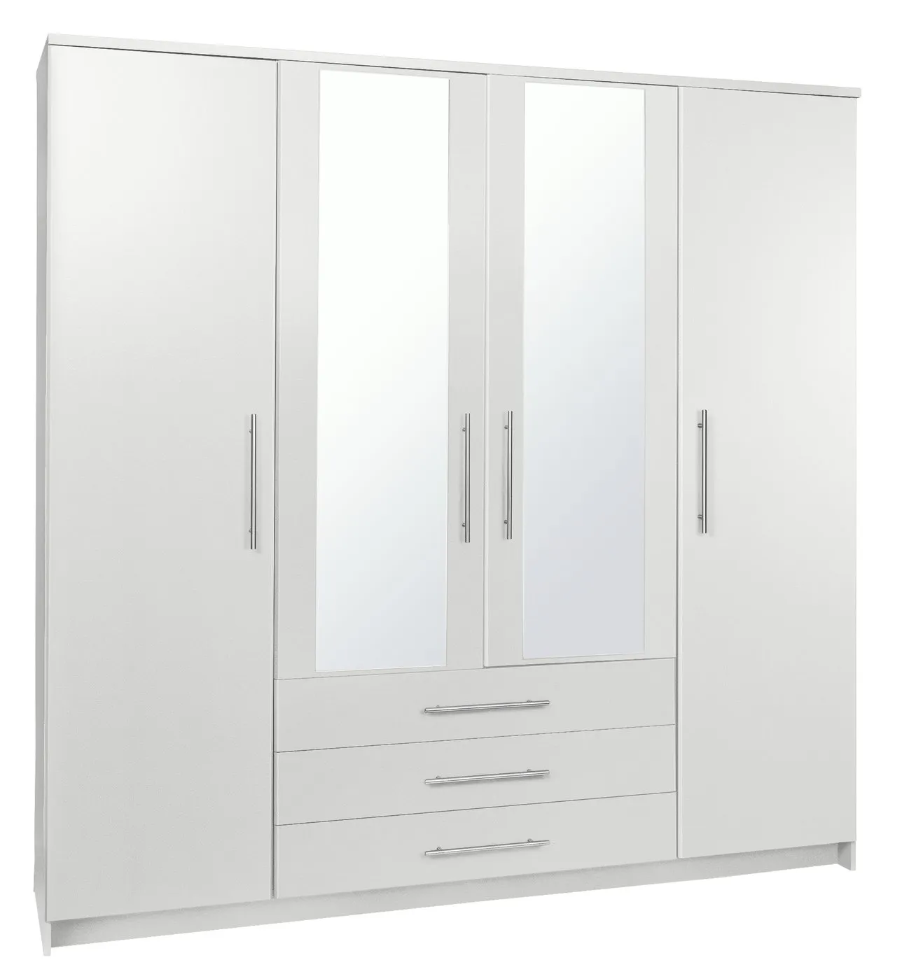 Argos Home Normandy 4 Door 3 Drawer Mirror Wardrobe - White