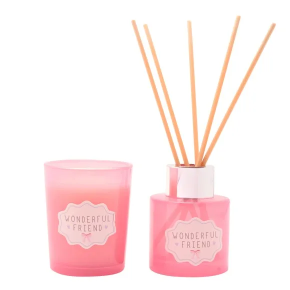 Love Life Friend Lychee & Raspberry Mini Candle & Diffuser Set 3