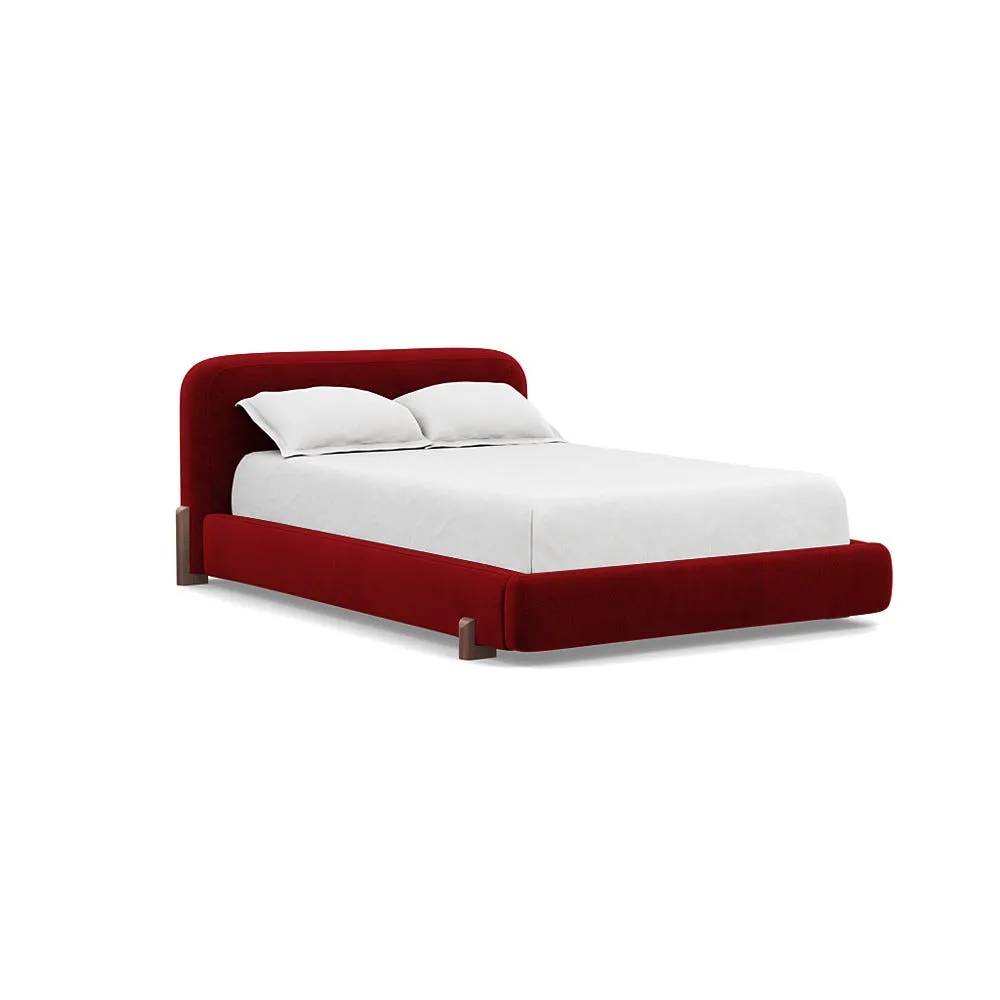 Heal's Nuvola Double Bed Smart Luxe Velvet Mulberry Walnut Stained Oak Feet 1