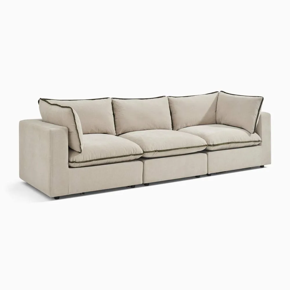 FurnitureboxUK Echo Linen-Look Fabric 3 Seater Modular Sofa 6