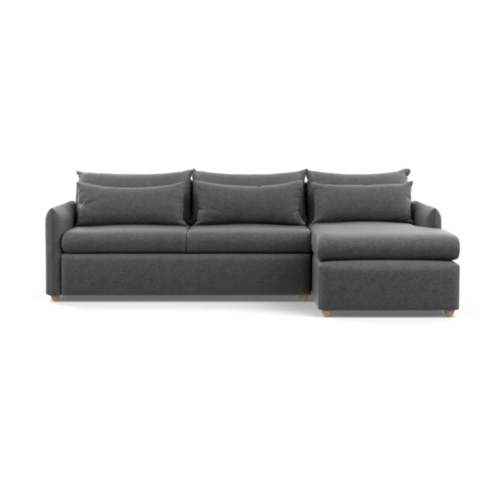 Heal's Pillow Large Right Hand Corner Chaise Melton Wool Granite Natural Feet