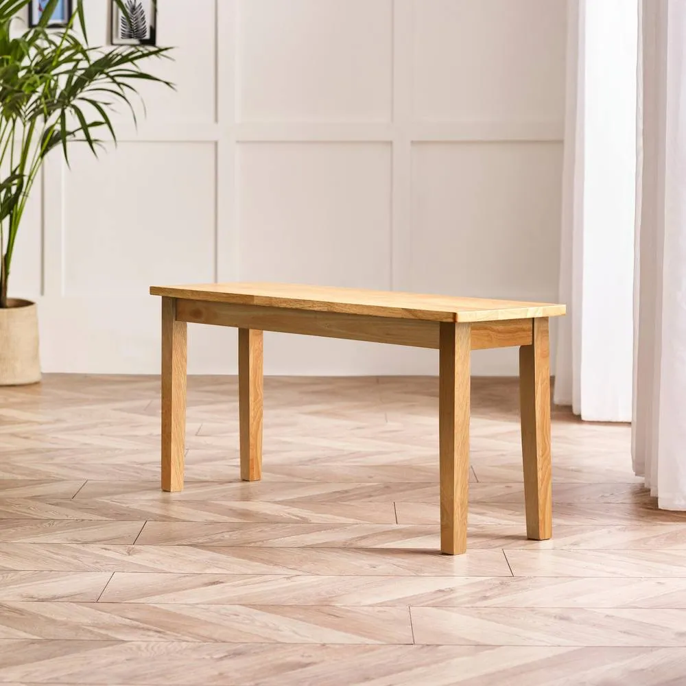 FurnitureboxUK Tenby Oak Effect Solid Wood Small Dining Bench in Light Brown
