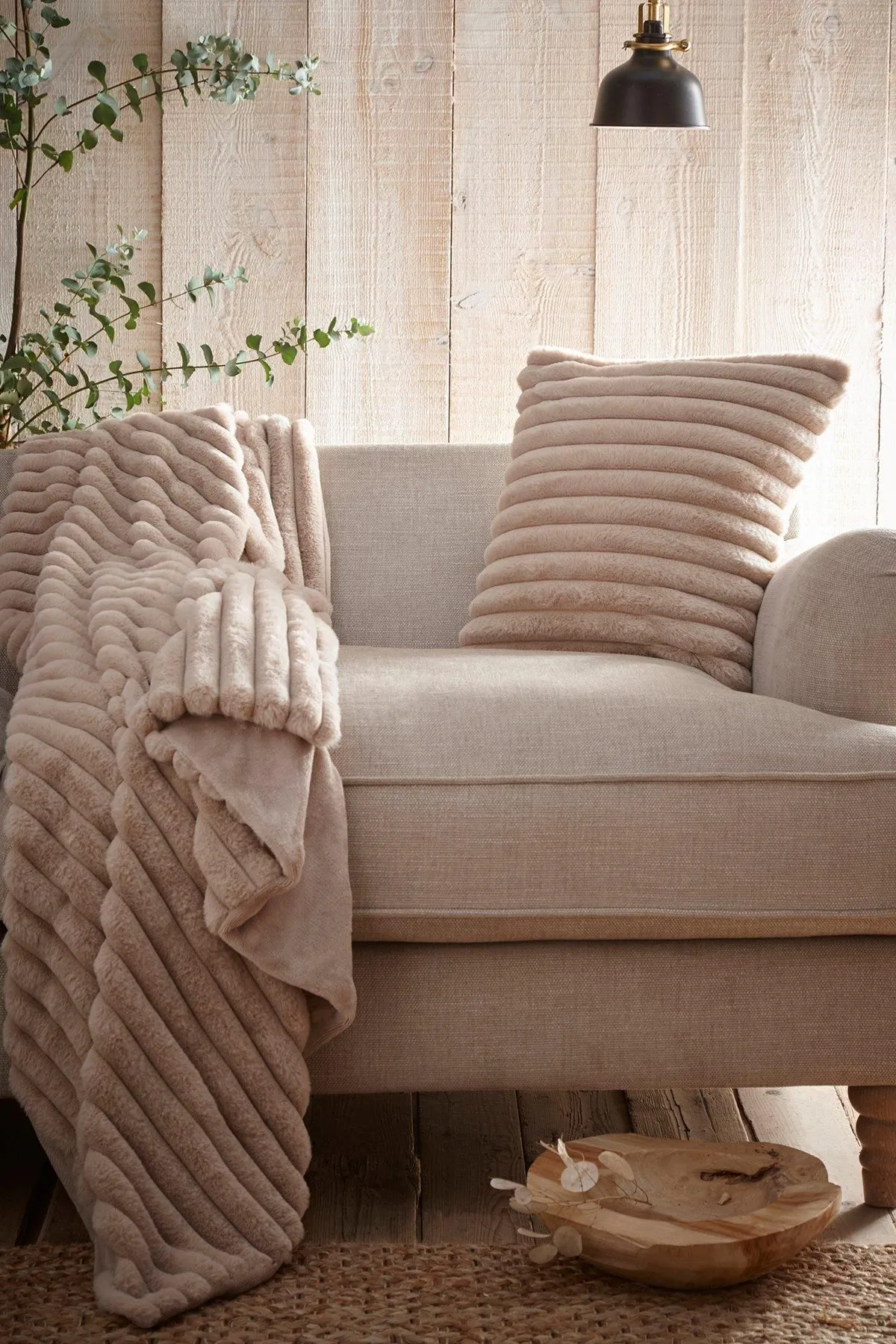 Appletree 'Morritz' Faux Fur Filled Cushion in Natural 2