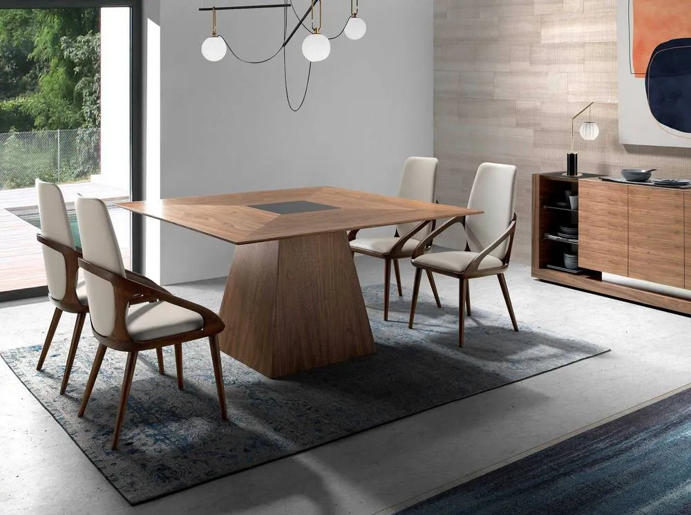 Angel Cerda Square Walnut Dining Table 150x150 cm Natural Walnut in Brown 3