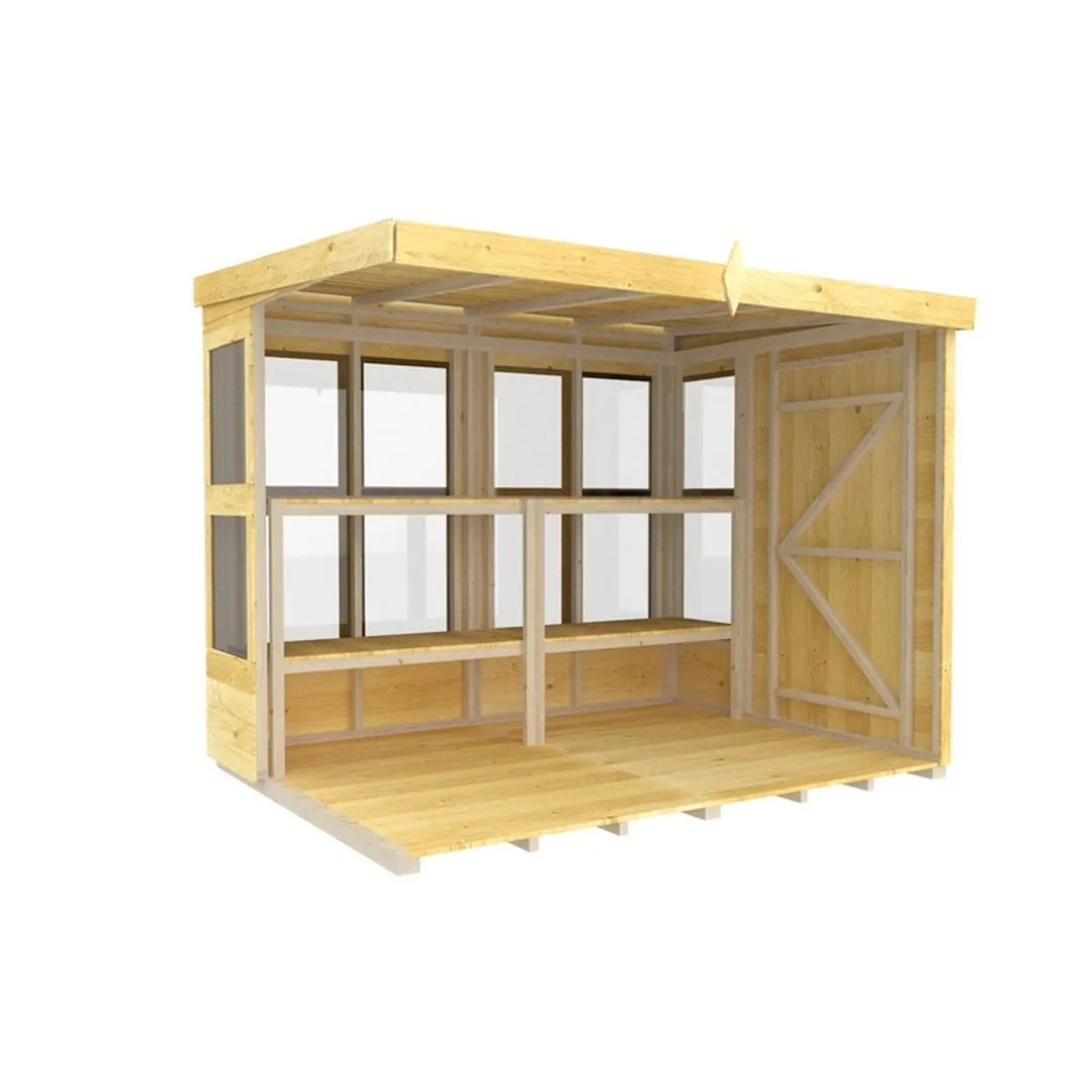 Buttercup Farm 8 x 6 Feet Pent Potting Shed - Wood - L178 x W243 x H201 cm in Brown 2