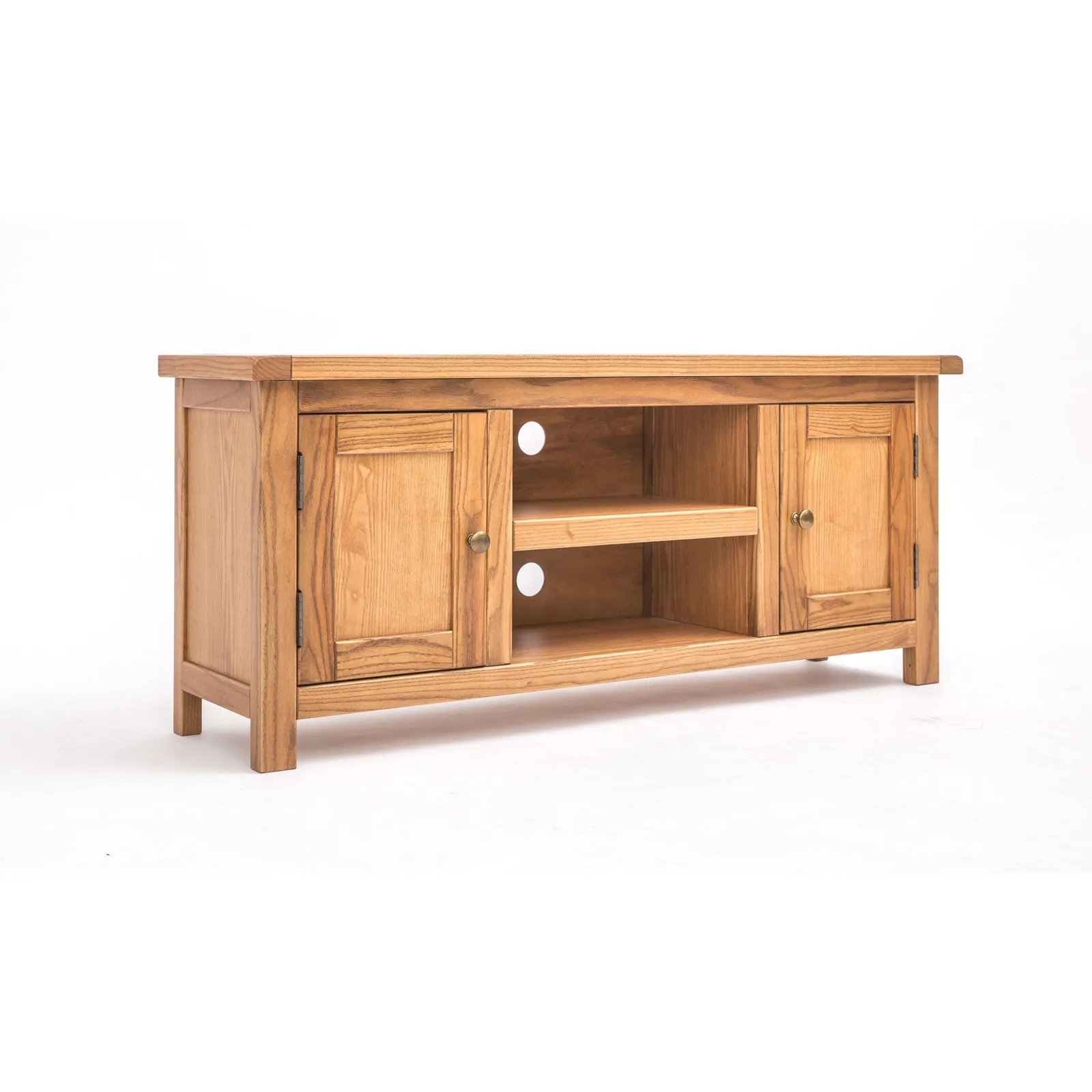 Cabinet Bits Trivento Light Wood 2 Door TV Cabinet Brass Knob in Natural 2