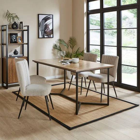Brayden 4 Seater Rectanglular Dining Table, Parquet Effect Light Wood