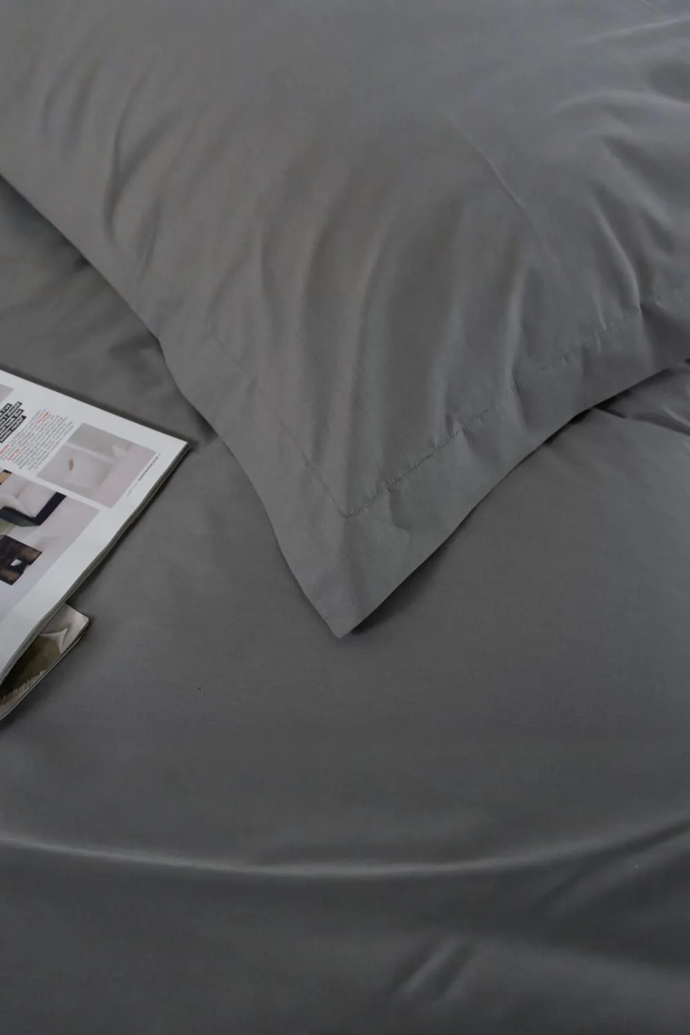 The Lyndon Company Luxury 100% Cotton 200 Thread Count Duvet Cover Set in Charcoal 4