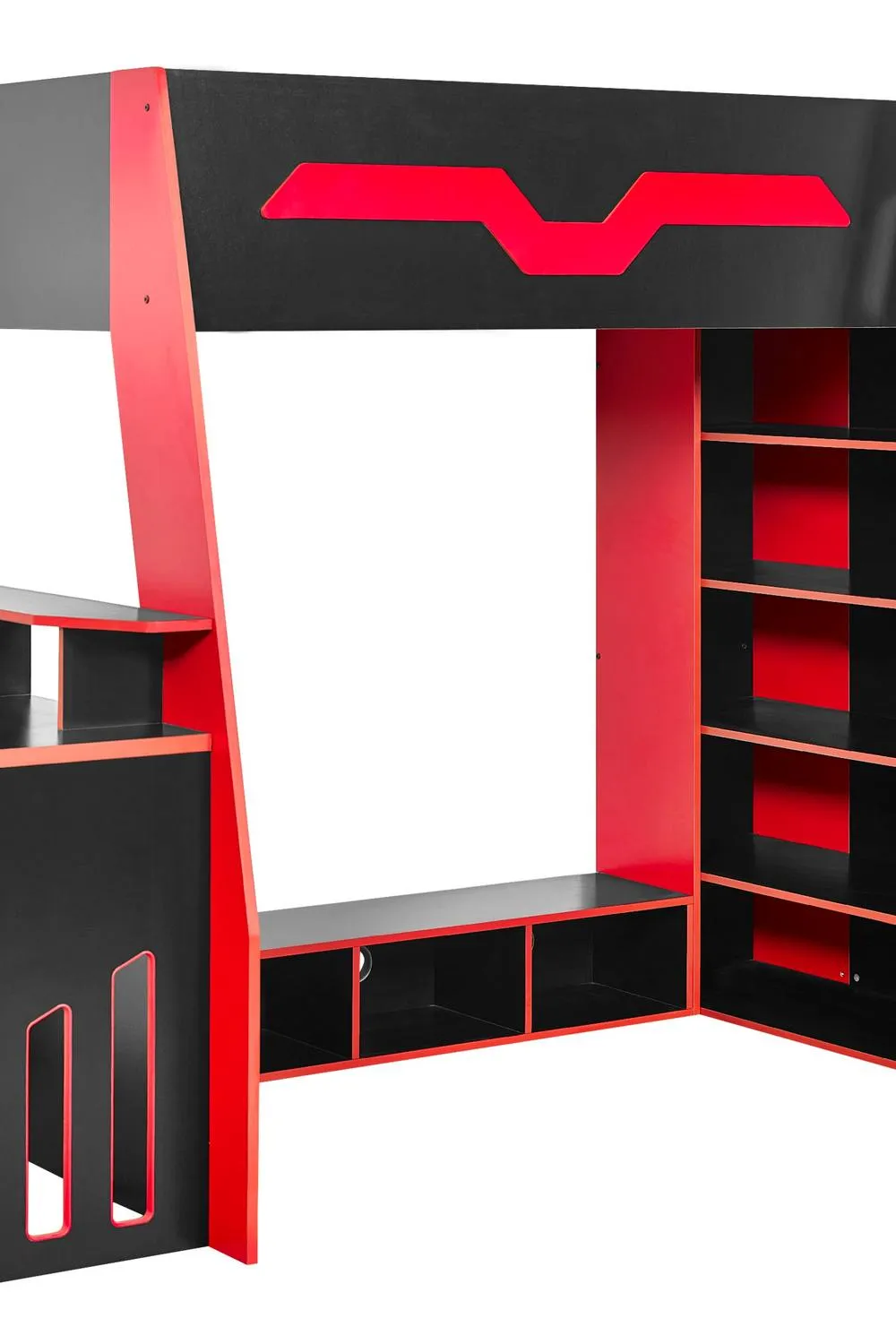 Julian Bowen Eagle Single Black & Red Gaming Highsleeper Loft Bed with Desk 4