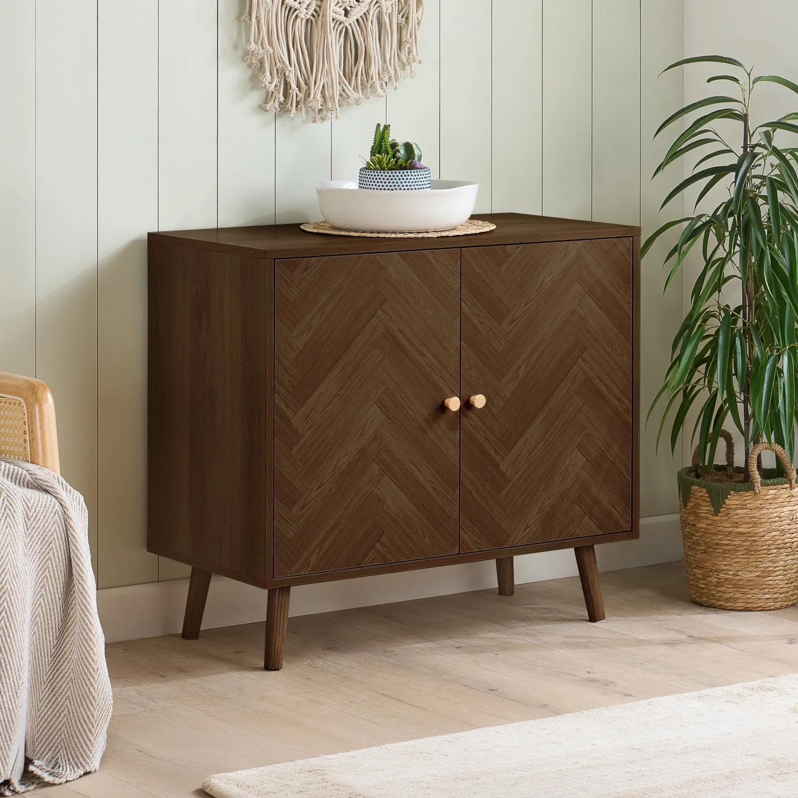 Herringford - 2 Door Sideboard - Walnut - Wooden - Happy Beds