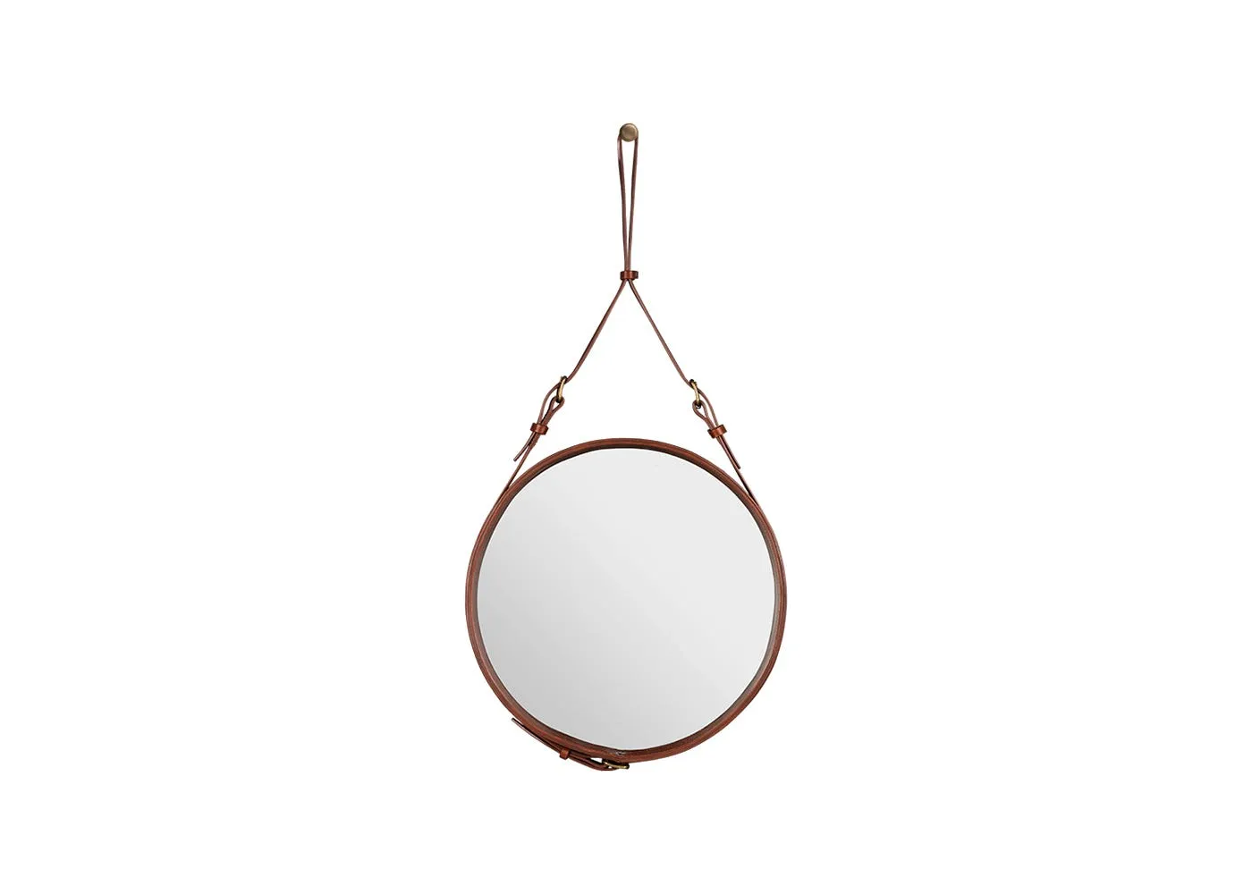 Gubi Adnet Circular Wall Mirror Ø45cm Tan Leather