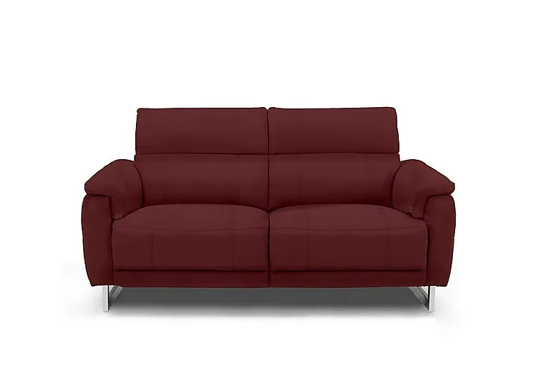 Moet 2 Seater Leather Power Recliner Sofa with Telescopic Headrests - Ruby