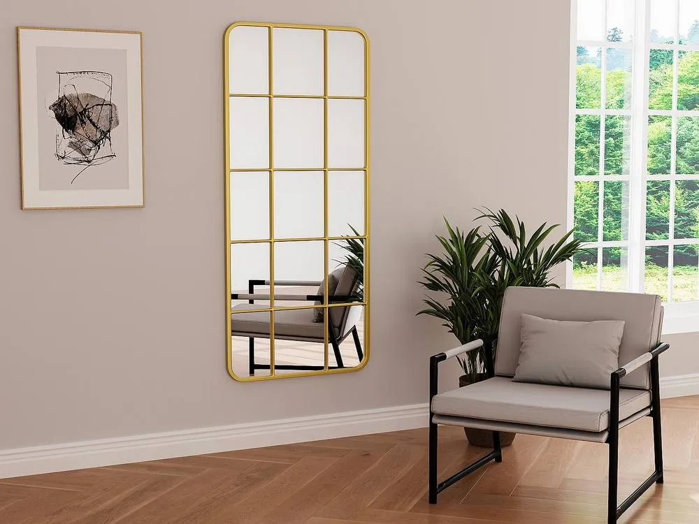 Vente-unique Metal Window Mirror - W. 60 X H. 140 Cm - Gold - SCIARA