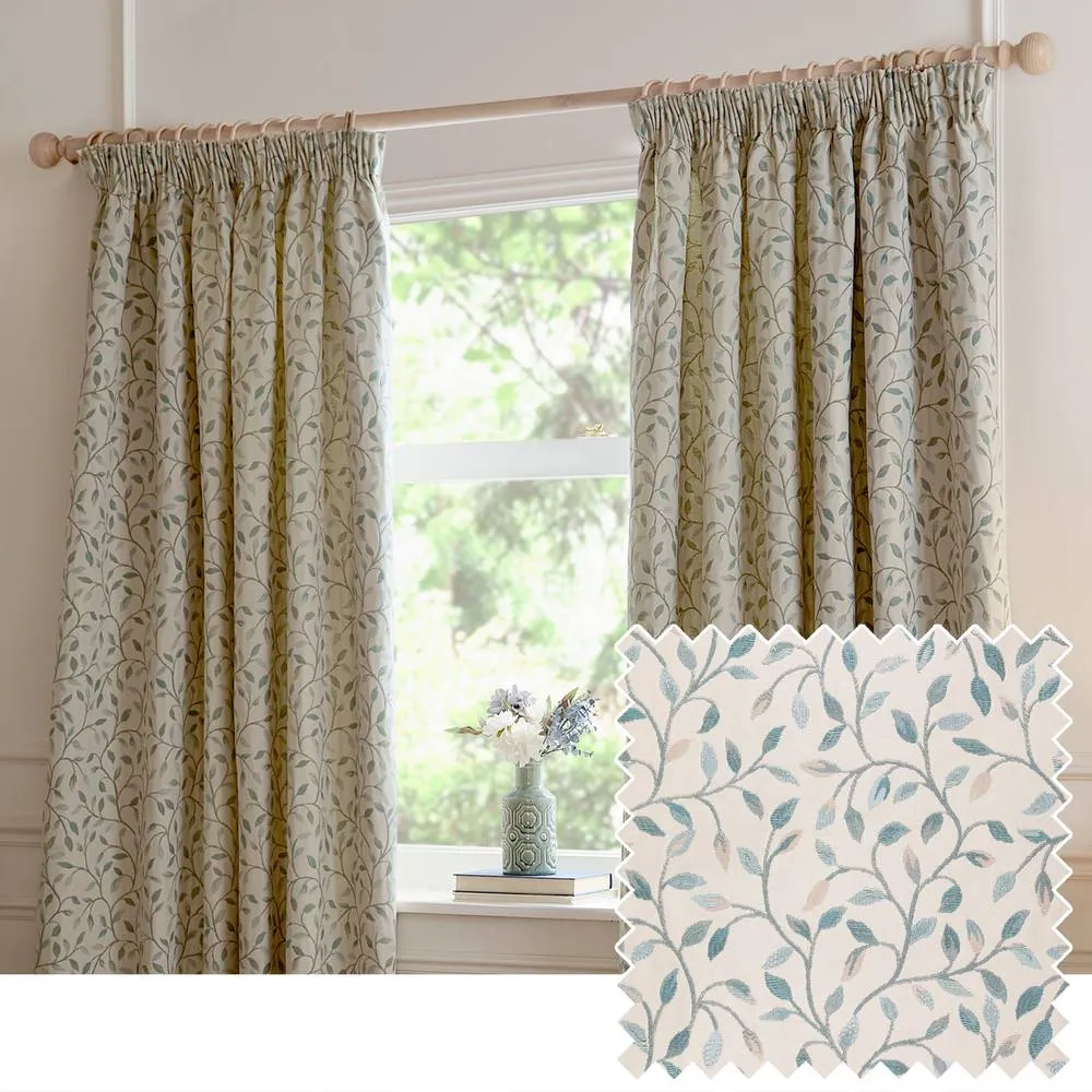 Voyage Maison Cervino Jacquard Pencil Pleat Curtain Pair in Blue