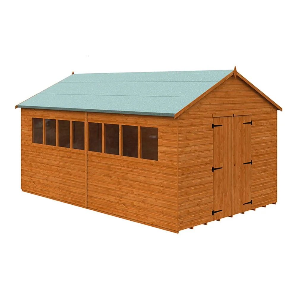 Buttercup Farm 16 x 10 Feet Xl Workshop 12mm Shed - L475 x W295 x H268.5 cm in Burnt Orange