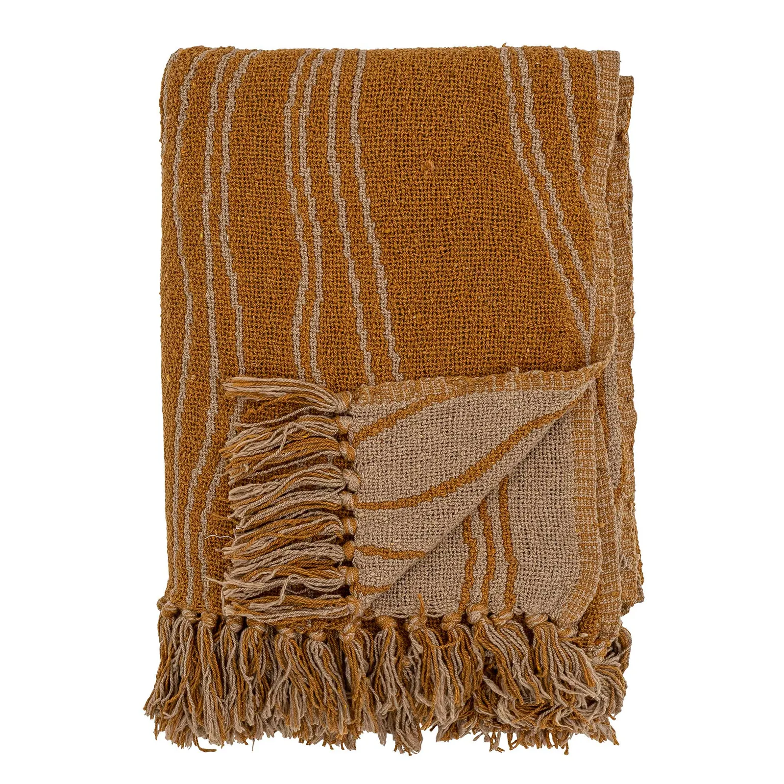 Mustard Throw Blanket, Yellow Cotton Blend | Barker & Stonehouse