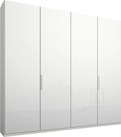 Caren 4 door 200cm Hinged Wardrobe, White Frame, White Glass Doors