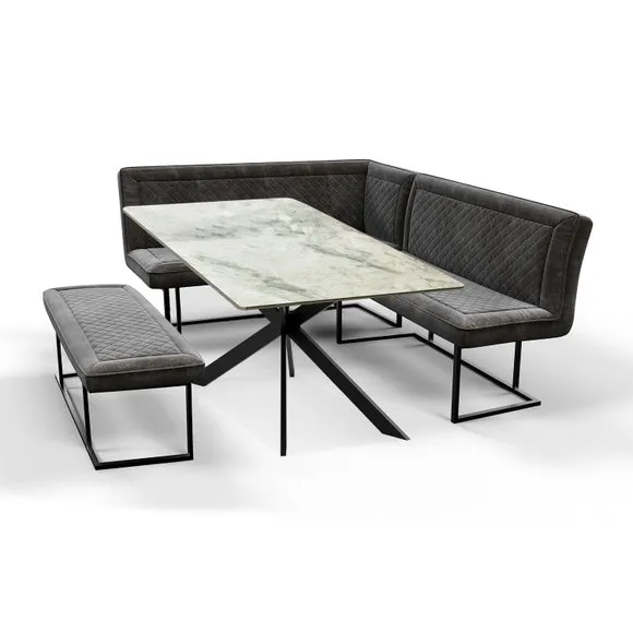 Indus Valley Athena 6 Seater Dining Table Corner Bench Set 3