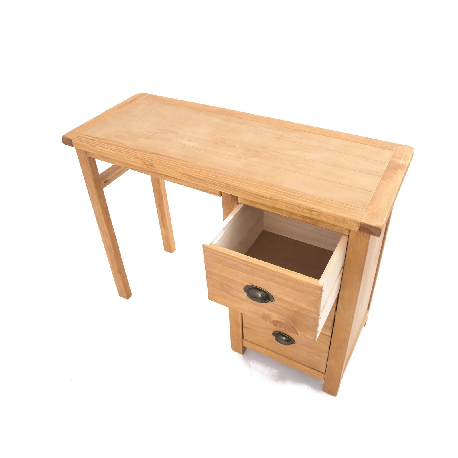 Cabinet Bits Lugo 3 Drawer Desk - Dressing Table Brass Cup Handle in Light Brown 3