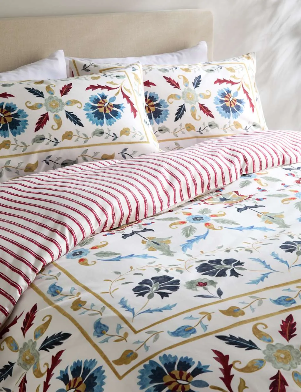 M&S Pure Cotton Suzani Bedding Set Multi