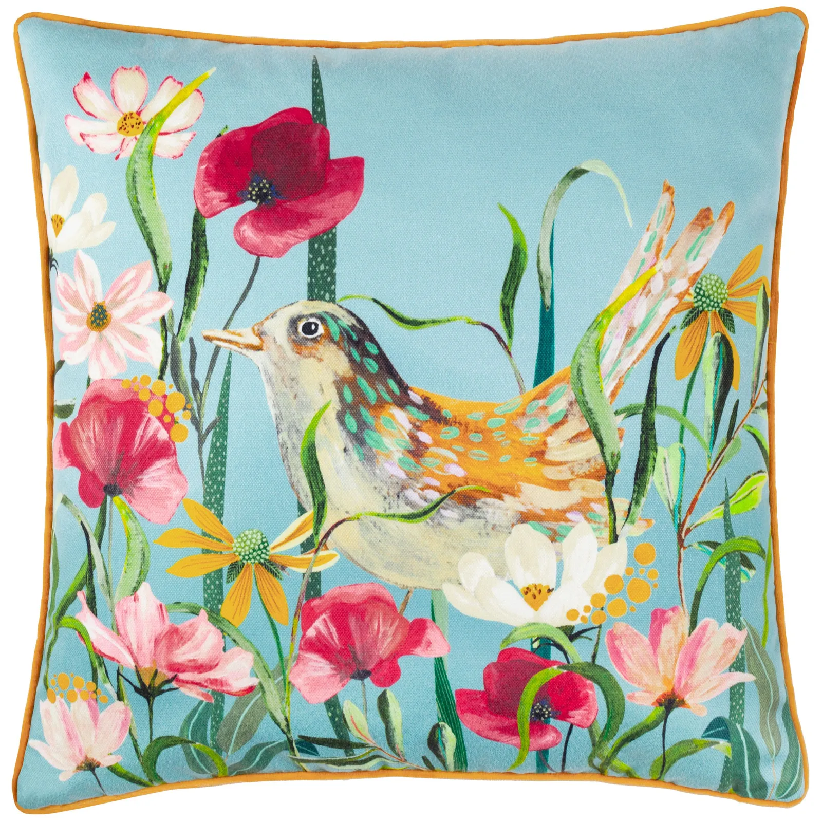 Wylder Marais Bird Meadow Printed Chenille Cushion 2