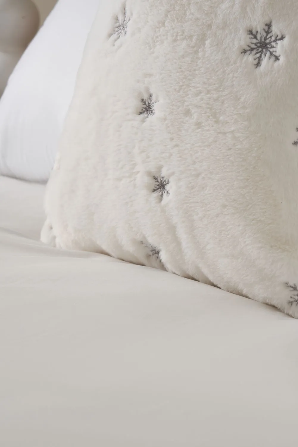 BHS Christmas Sparkling Snowflakes Cushion in White 2