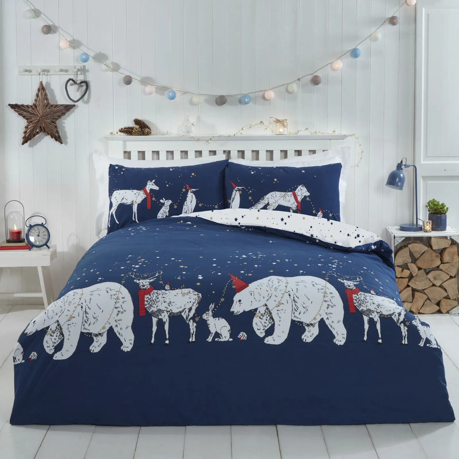 Rapport Home Polar Bears & Friends Duvet Cover Set with Pillowcase in Navy