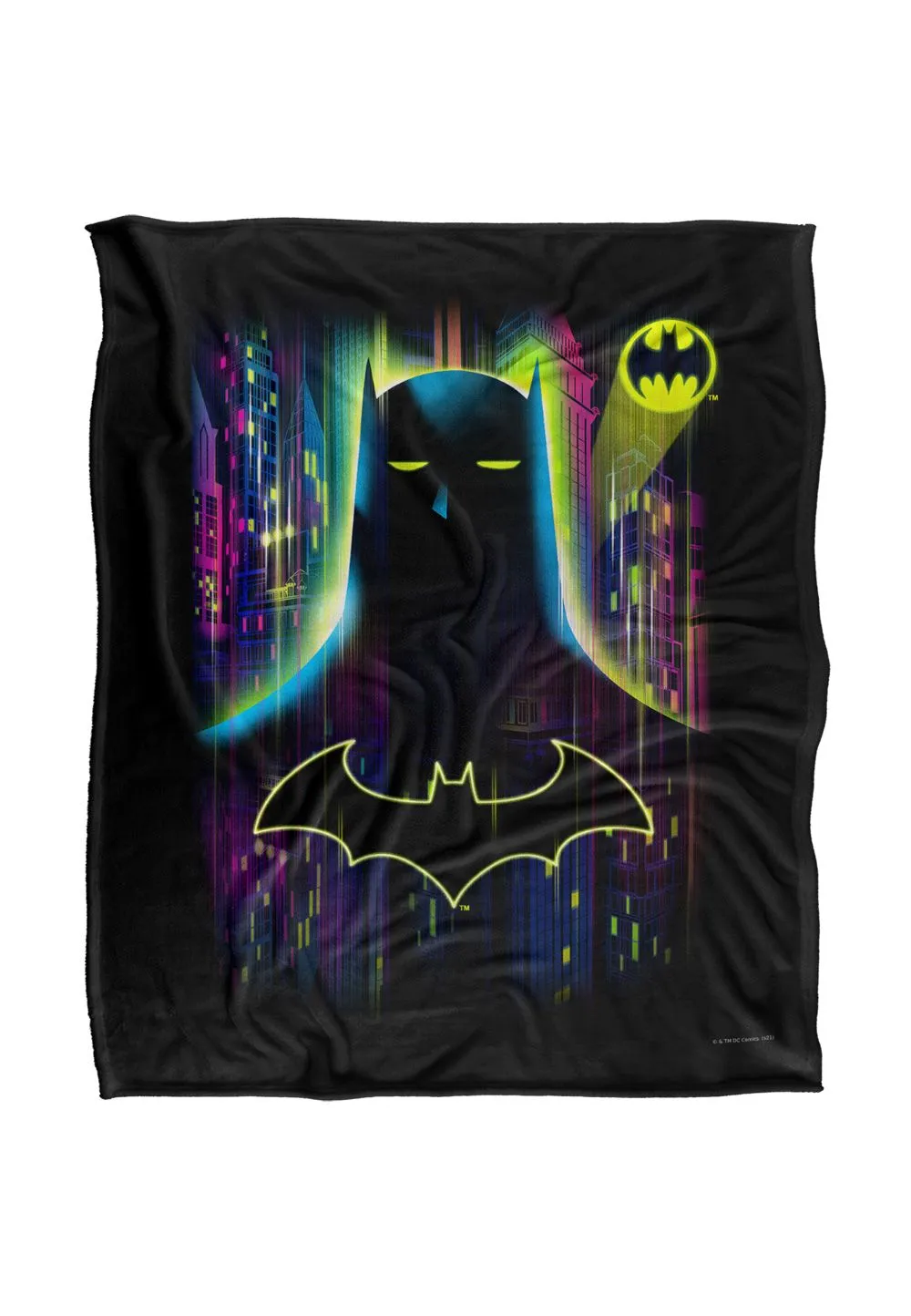 Batman Knight Lights Officially Licensed Silky Touch Super Soft Throw Blanket 152x127 cm in White