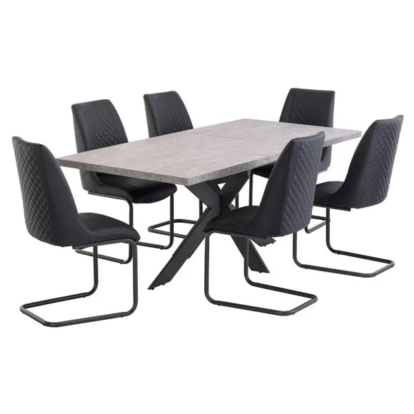 Rimini 6-8 Seater Rectangular Extendable Dining Table, Light Grey 2