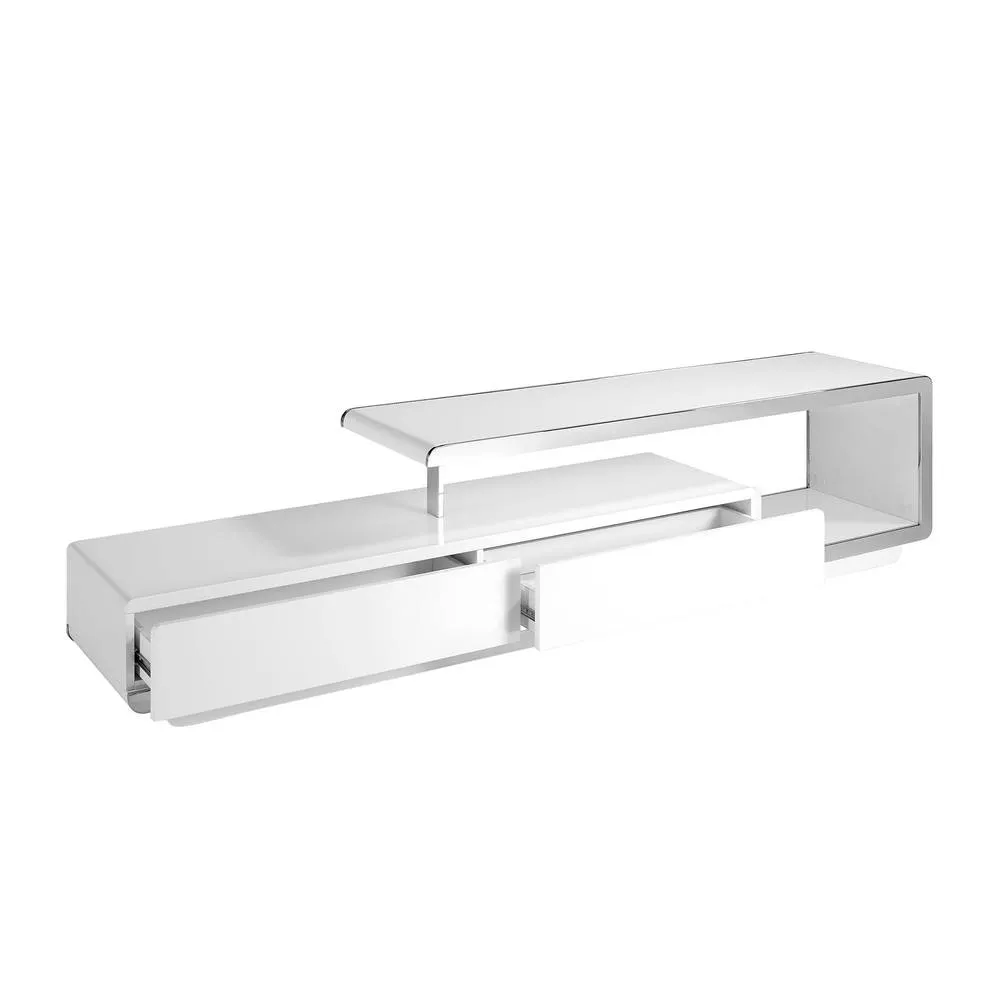 Angel Cerda White MDF TV Stand with Chromed Stainless Steel Base 5