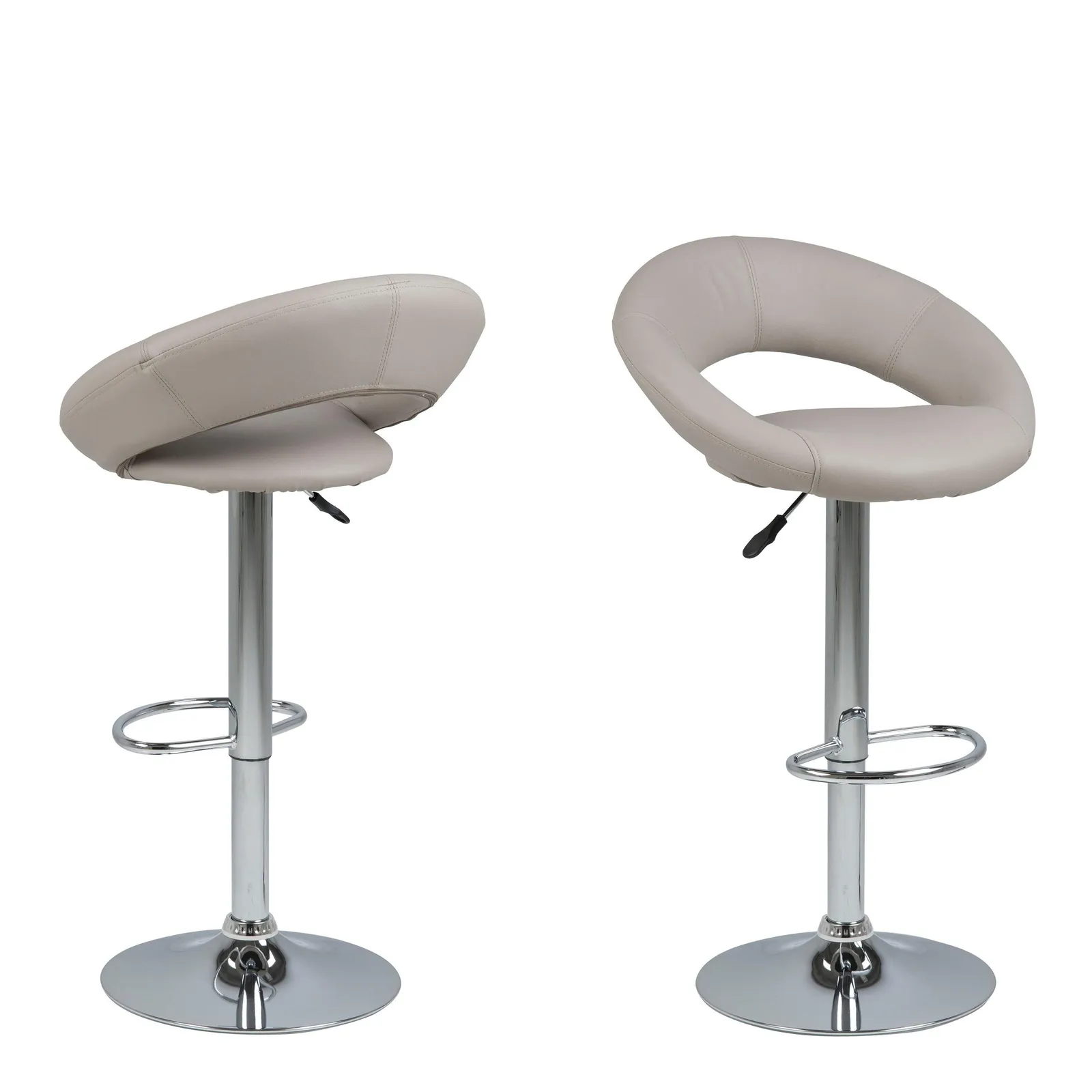 Furniture To Go Plump Light Grey Swivel Bar Stool with Open Back
